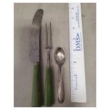 (1) Vintage Table Knife w/ Green Bakelite Handle,