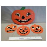 (4) Vintage Cardboard Die-Cut Halloween