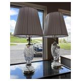 Pair of Glass Crystal Lamps