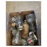 Box Lot With Vintage Bottles, Canning Jars,