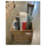 Box Lot With Desk Lamp, Ice Pack, New Bath Mat,