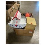 Box Lot With Birdhouse, 10-Drawer Organizer,