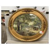 Antique Frame With Pastoral Print (Frame Has
