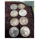 (8) U.S. Silver Quarters