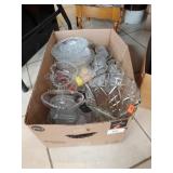Box Lot Of Assorted Clear Glassware/Dishware &