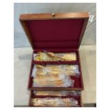 Goldtone Stainless Steel Flatware In Chest