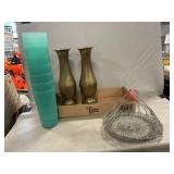Brass Vases, Mesh Basket, Plastic Tumblers