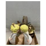 Ceramic Kissing Angels, Snowglobe, Clock