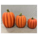 Set Of (3) Ceramic Pumpkins