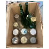 Box Lot With vintage Bottles & Jars