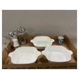 Small Corning Casserole Dishes, Salt/Pepper,