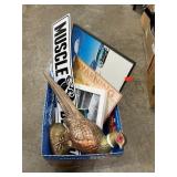 Box Lot With Ceramic Pheasant, Signs, Photos,