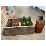 Wooden Crate With Soda Bottles, Clorox Jug