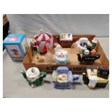 Tray Of (6) Small Decorative Teapots, Bells,