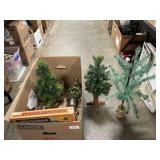 Box Lot With Mini Faux Evergreen Trees, Michigan