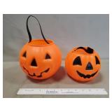 (2) Vintage Plastic Halloween Jack-O-Lantern
