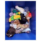 (14) Assorted Beanie Babies & (2) Plastic Storage
