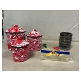 Marble-Swirled Enamelware Canister Set, Acrylic