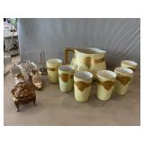 Vintage Limoges Pitcher, Bavaria Tumblers,