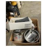 Box Lot With Vintage Cookware, Porcelain Bowls,