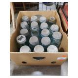 Box Lot Of (18) Assorted Blue & Clear Glass