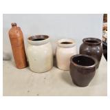 (4) Assorted Stoneware Crocks & (1) Stoneware