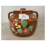 Handpainted Stoneware Bean Pot/Cookie Jar