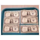 (6) U.S. Silver Certificate One Dollar Bills