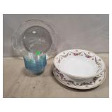 (6) Fire-King Berry Bowls, (1) Fire-King Pie