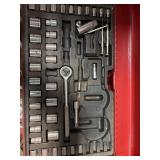 Metal Tool Box with SAE and Metric Socket Sets