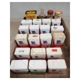 Tray Lot Of Assorted Vintage Spice Tins & More