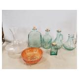Tray Lot Of Assorted Glass Bottles, (1) Carnival