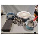 Box Lot Of Assorted Enameled Pieces & More