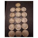 (16) U.S. Indian Head/Buffalo Nickels