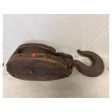 Very Large Antique Pulley w/Hook
