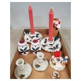 Tray Lot Of Assorted Vintage Christmas Candle