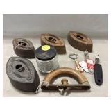 (4) Sad Irons, Handle, Jar & Bottle Openers