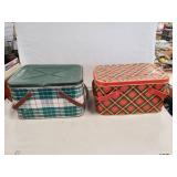 (2) Vintage Metal Picnic Baskets