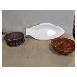 (1) Vintage Glasbake Milk Glass Fish-Shaped