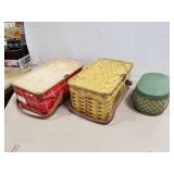 (3) Vintage Metal Lunch/Picnic Baskets