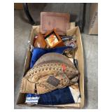 Box Lot w/Baseball Glove, Coasters, Toys