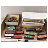 Large Lot of Small Scale Train Cars & Engine