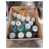 Box Lot Of (18) Assorted Blue & Clear Glass