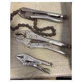Tray Lot of Vise Grips, Pliers, Water Pump