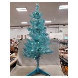 (1) Lighted Blue Tinted Silver Christmas Tree