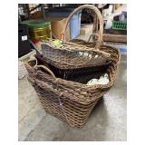(4) Wicker Baskets w/Ornaments & Fabric