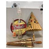 (2) Stretched Soda Bottle, (2) Paper Umbrellas,