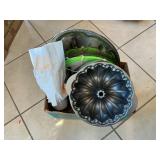 Box Lot With Baking Pans, Pie Plate, Silverplate