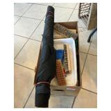 Box Lot With Paint Teays, Rollers, Brushes, Tape,