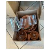 Box Lot With Terra Cotta Pots & Under Dishes,